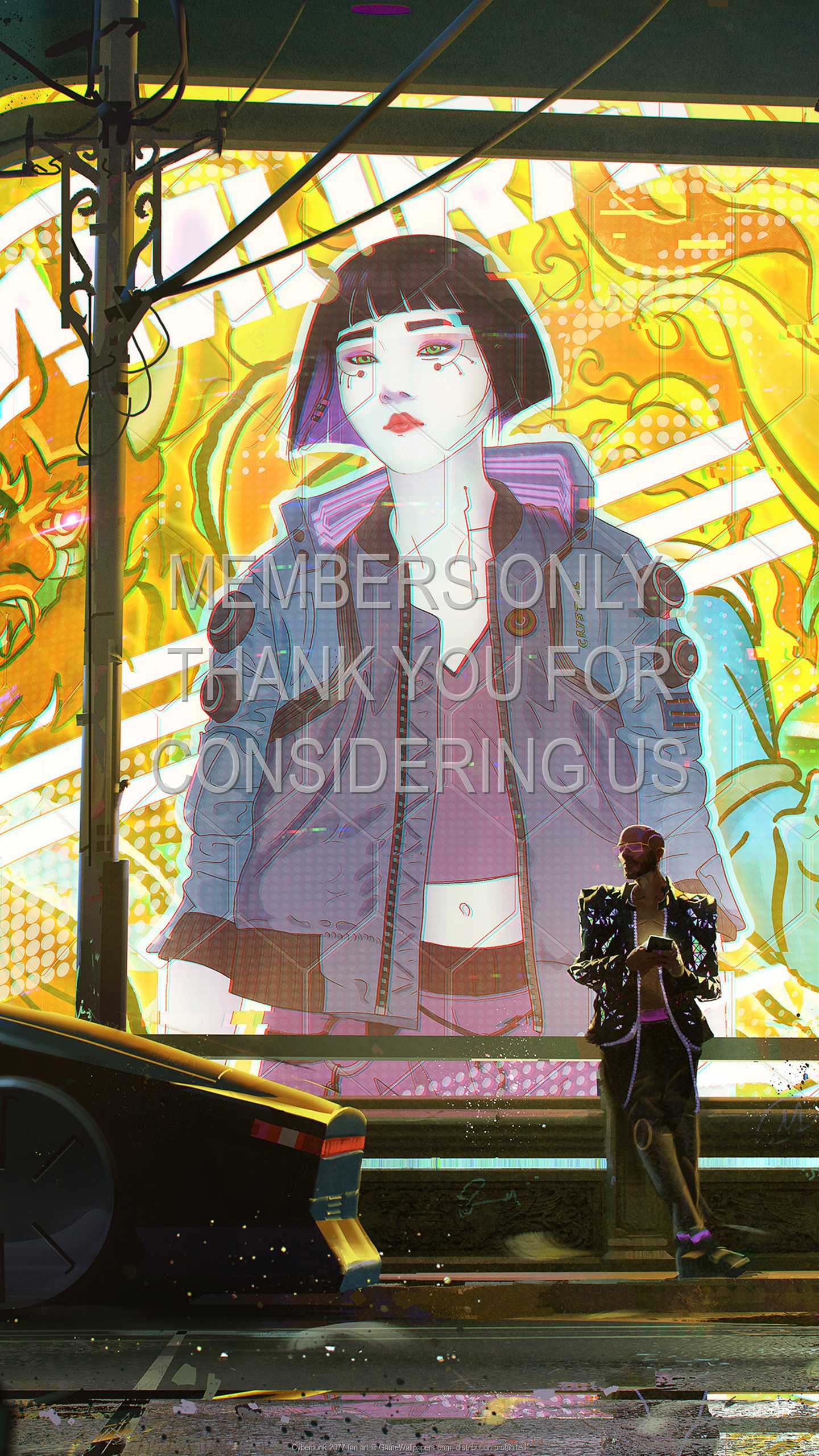 Cyberpunk 2077 fan art 1440p Vertical Mobiele achtergrond 05