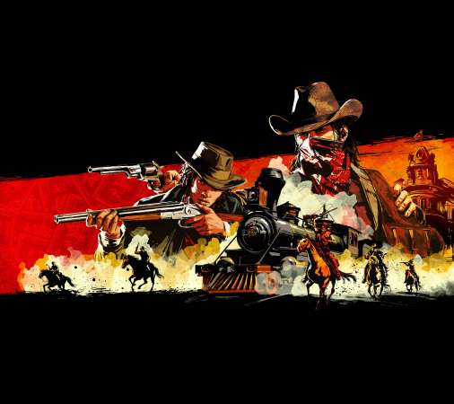 Wallpaper red dead redemption 2, 2023, cowboys, silhouette desktop