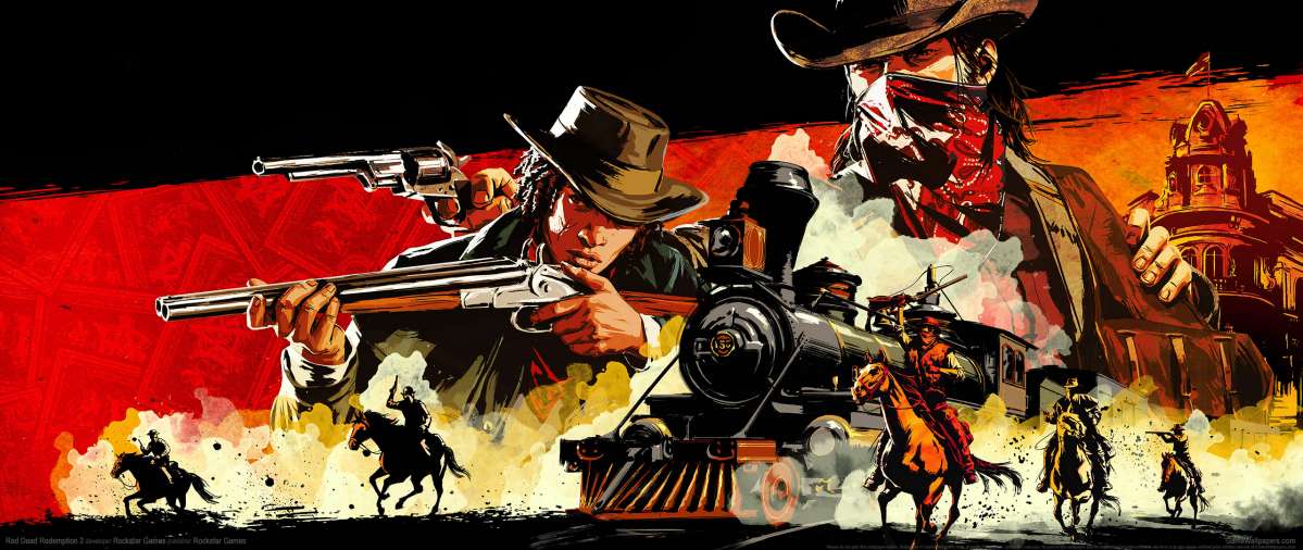 Wallpaper red dead redemption 2, 2023, cowboys, silhouette desktop