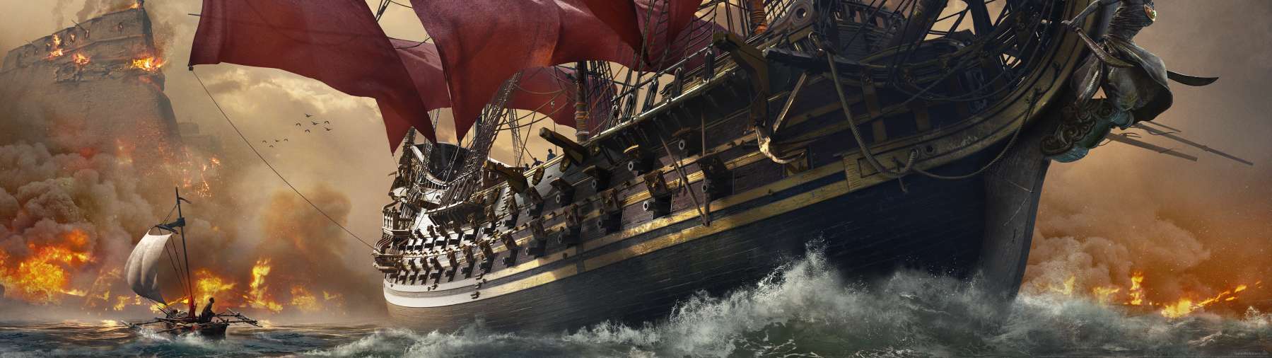Skull & Bones superwide wallpaper or background 06