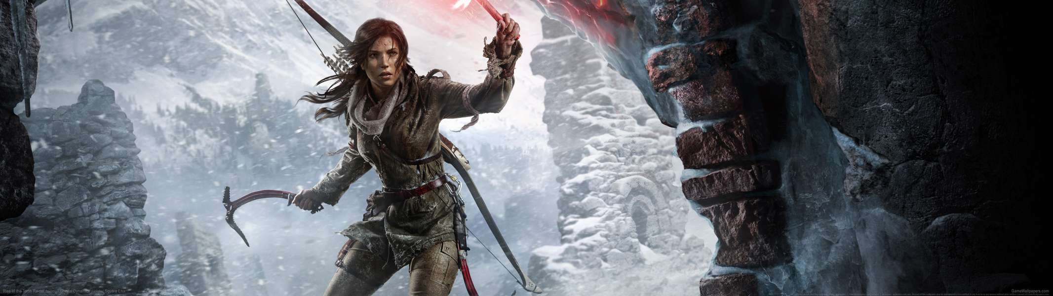 Rise of the Tomb Raider dual screen wallpaper