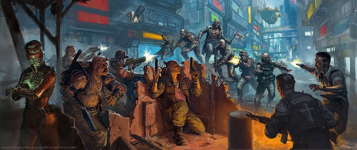 Cyberpunk 2077: Gangs of Night City ultrawide wallpaper or background 01
